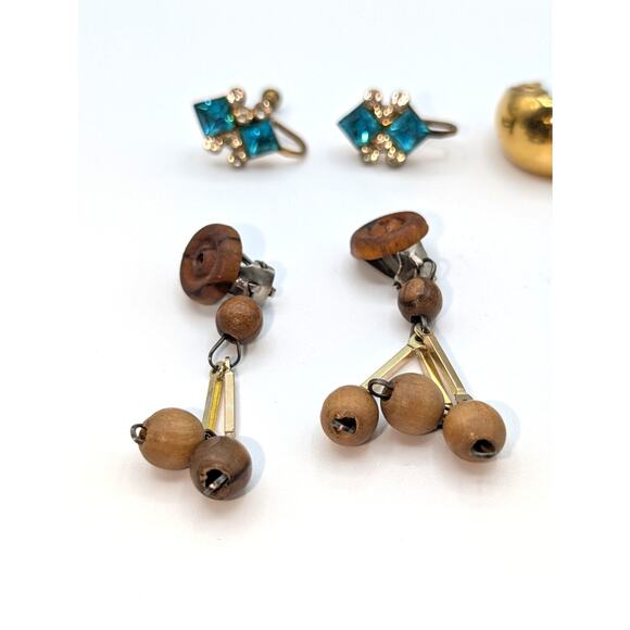 6 Pair Lot Vtg Clip On Screw Back Earrings Including Czech Monet & Gold Filled - Picture 3 of 9
